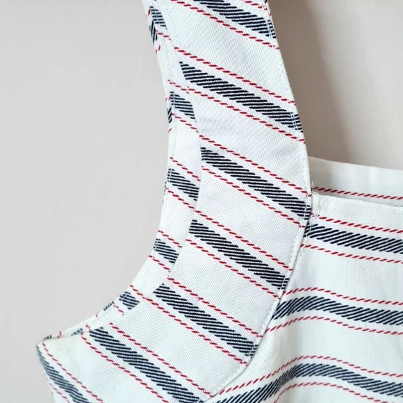 Midi dress in white ticking stripe pattern. - Picture 3 of 4